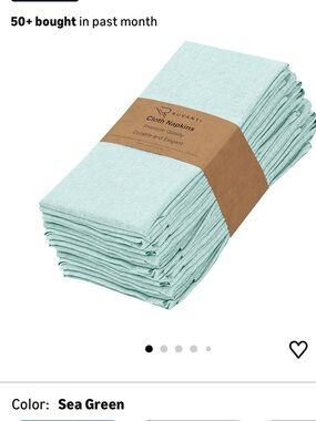 Ruvanti Cloth Napkins Set of 12, 18x18 Reusable Napkins Sea Green, new w/ tags